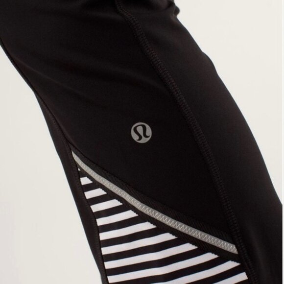 Lululemon Run: Ice Queen Pant Black / Classic Stripe Black White / Black size 4 - Picture 15 of 16